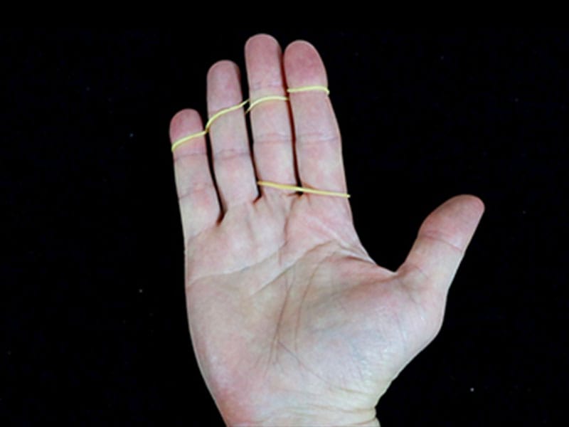 jumping rubber band magic trick